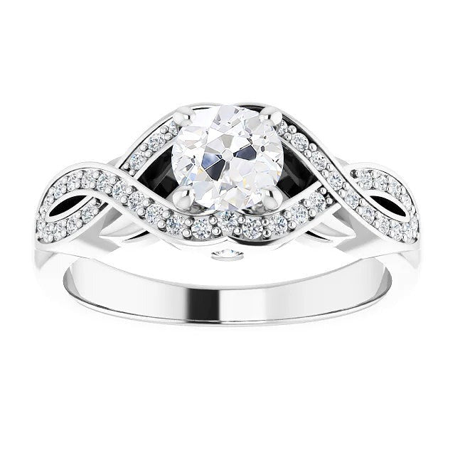 Rundes altes Minenschliff-Echt Diamant-Zinken-Set Infinity-Stil 4.25 Karat