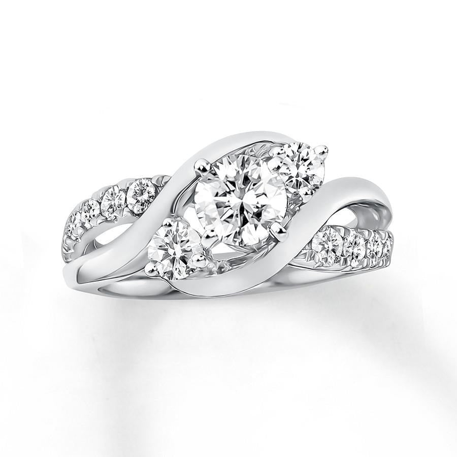 Rundschliff 1,85 Karat Echt Diamant Jubiläumsring 14K Weißgold Neu
