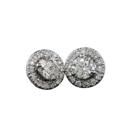 Rundschliff 2.30 Karat Echt Diamant-Ohrstecker Halo-Ohrringe Weißgold 14K