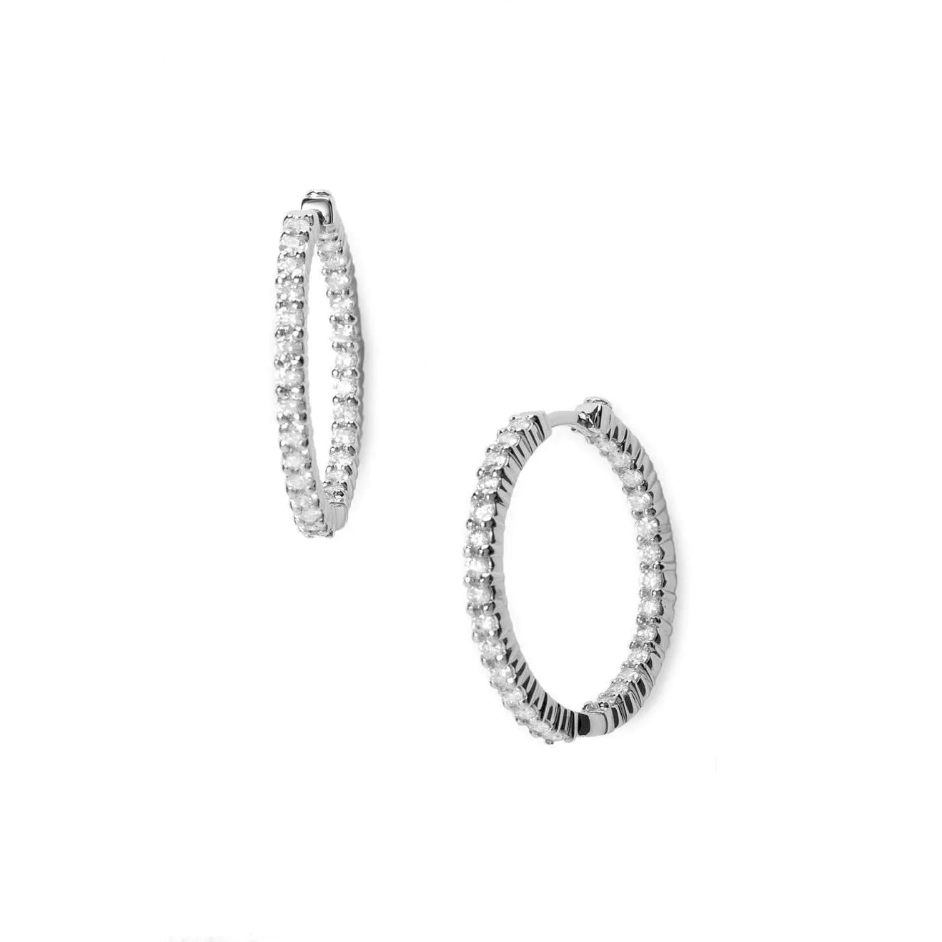 Rundschliff 5,40 Karat Echt Diamant Damen Creolen 14K Weißgold Neu
