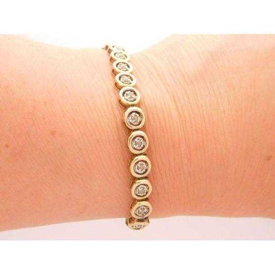 Rundschliff 6 Karat Echt Diamant Damen Tennisarmband Gelbgold 14K