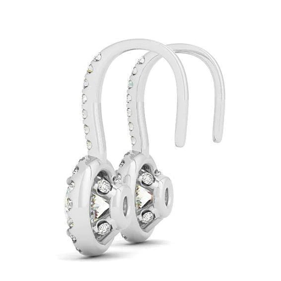 Rundschliff-Echt-Diamant-Halo-Ohrringe 2 Ct