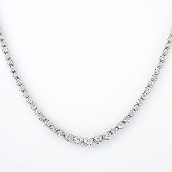 Rundschliff-Echt Diamant-Tennis-Halskette Weißgold Feiner Schmuck 6 Kt