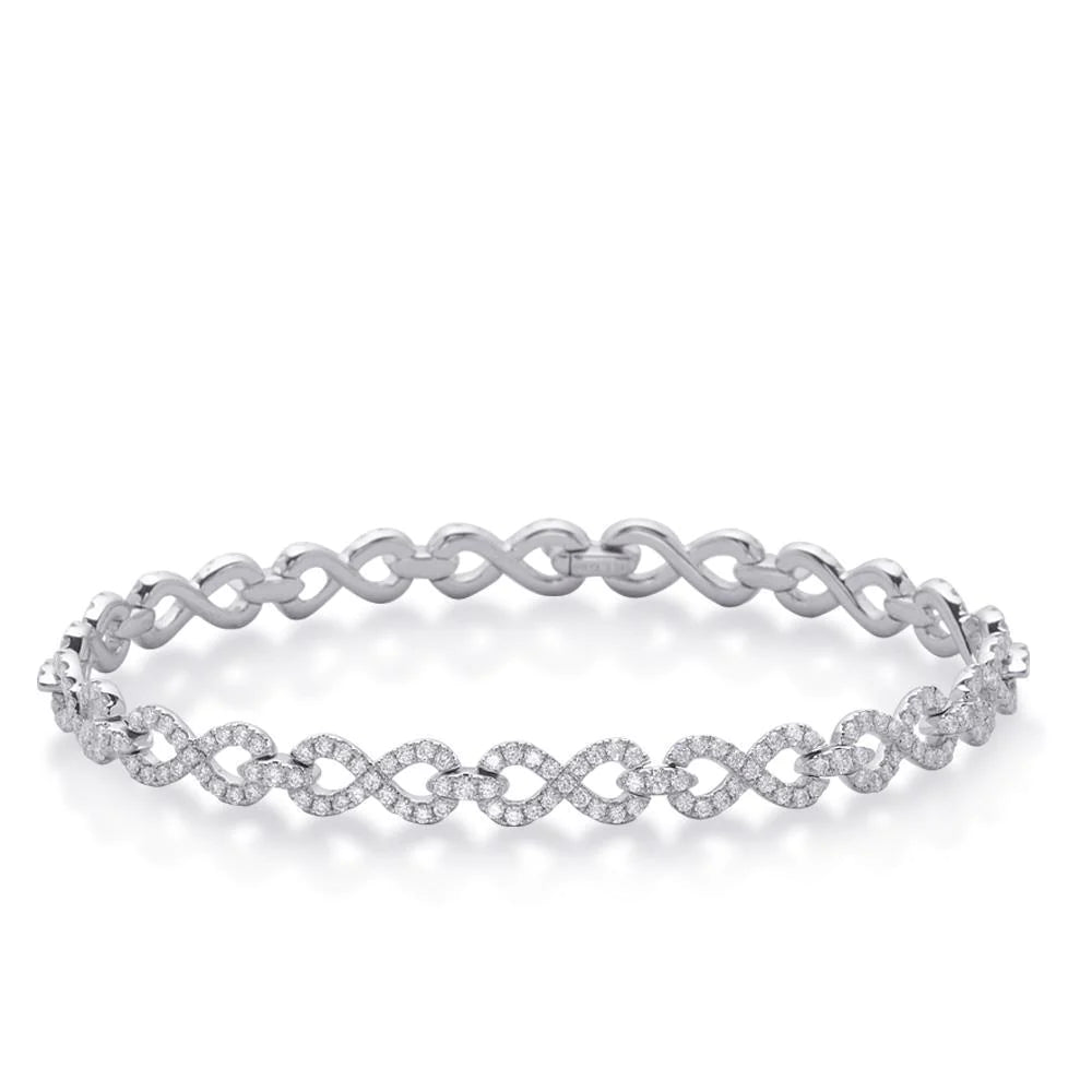 Rundschliff Echt Diamant Tennisarmband 14K Weißgold