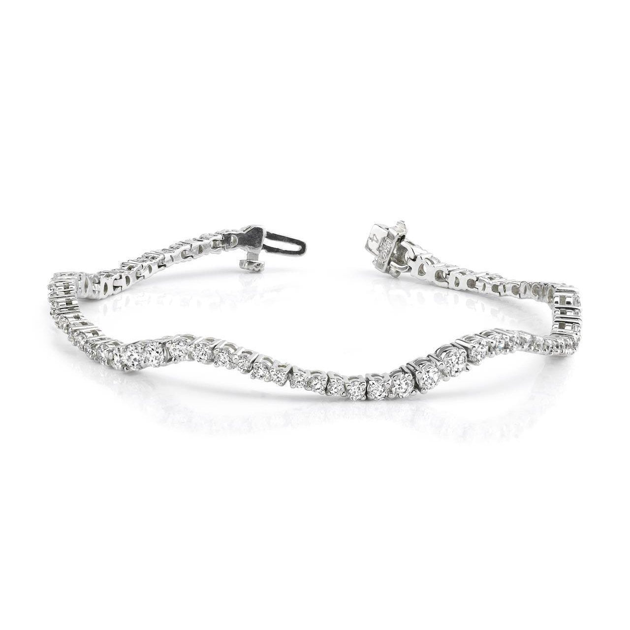 Rundschliff Echt Diamanten Weißgold 14K Classic Wave Journey Armband 7 Ct