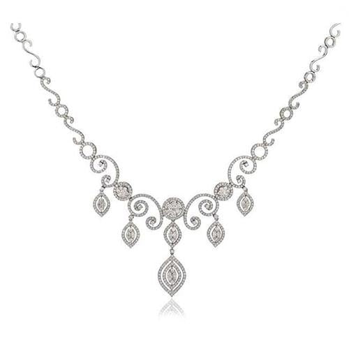 Rundschliff F Vvs1 7,00 ct Echt Diamanten Damen Halskette Weißgold 14K