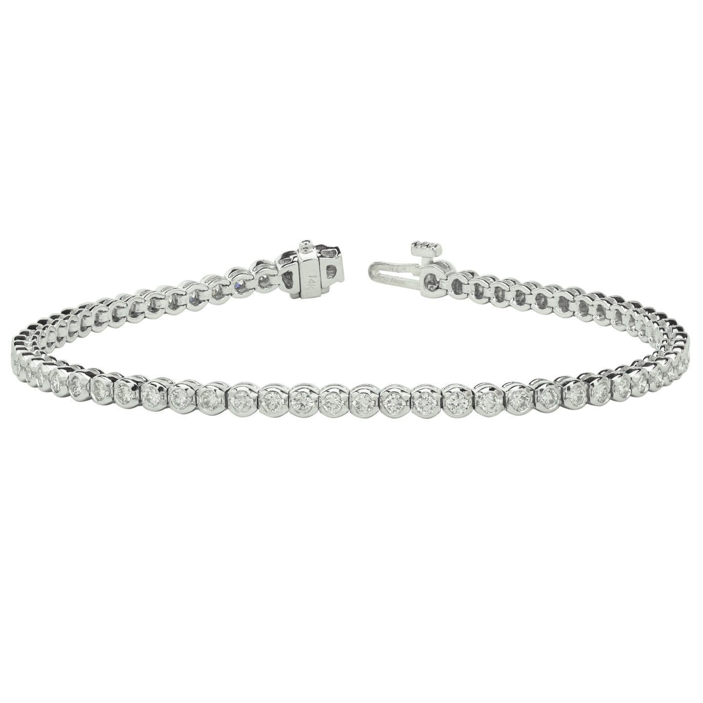 Rundschliff Lünette Set 6 Karat Echt Diamanten Tennisarmband WG 14K
