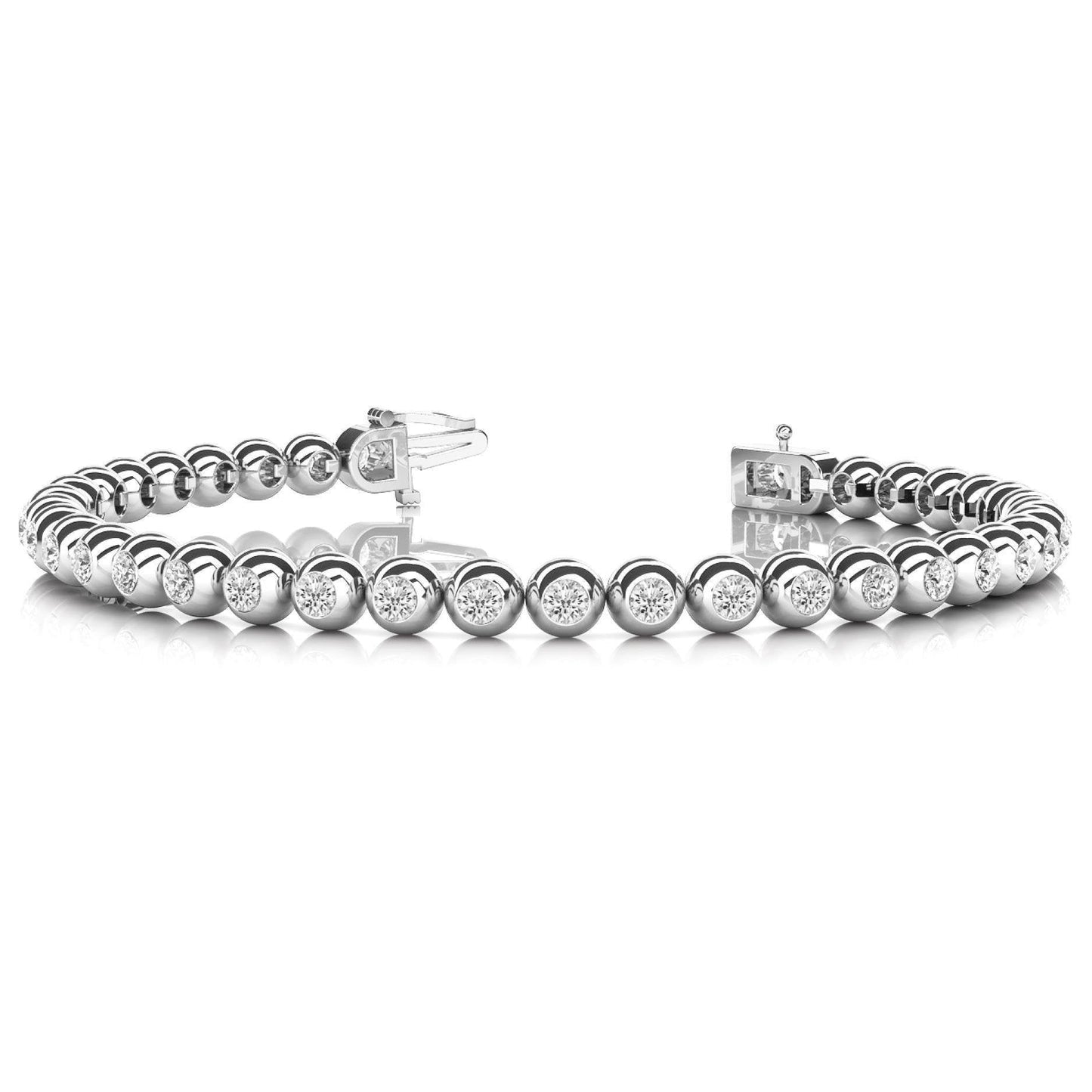 Rundschliff Lünette Set 7,60 Karat Echt Diamanten Armband 14K Weißgold