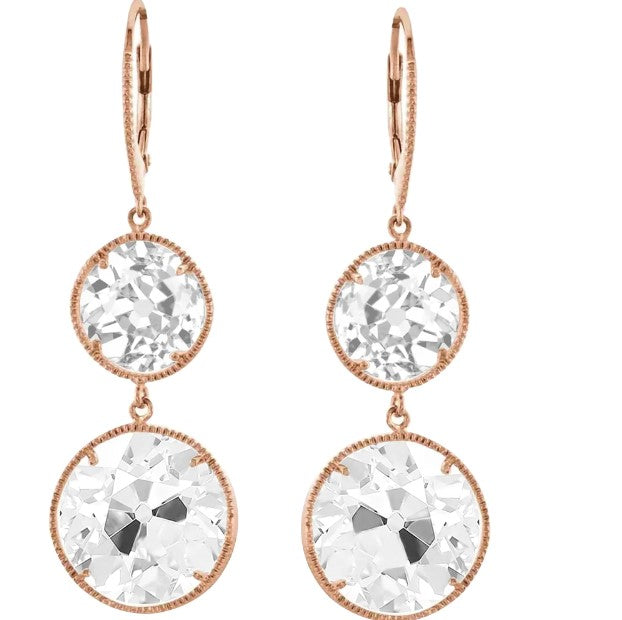 echter round diamant 7Karat ohrring Vorderansicht