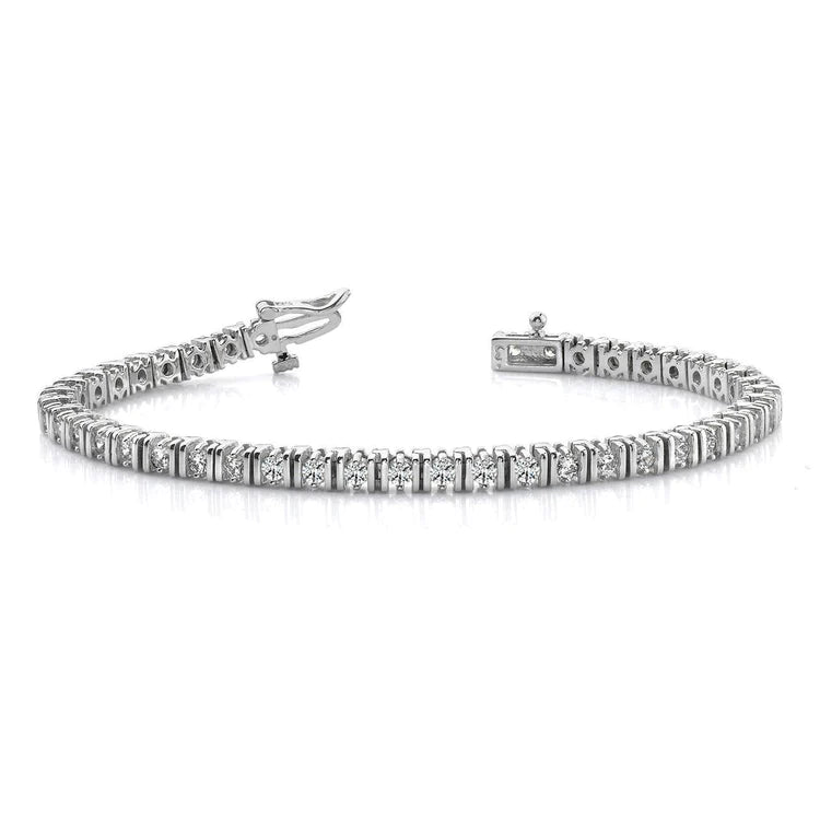 Rundschliff funkelnde 4 Karat Natürlich Diamanten Tennisarmband Weißgold 14K