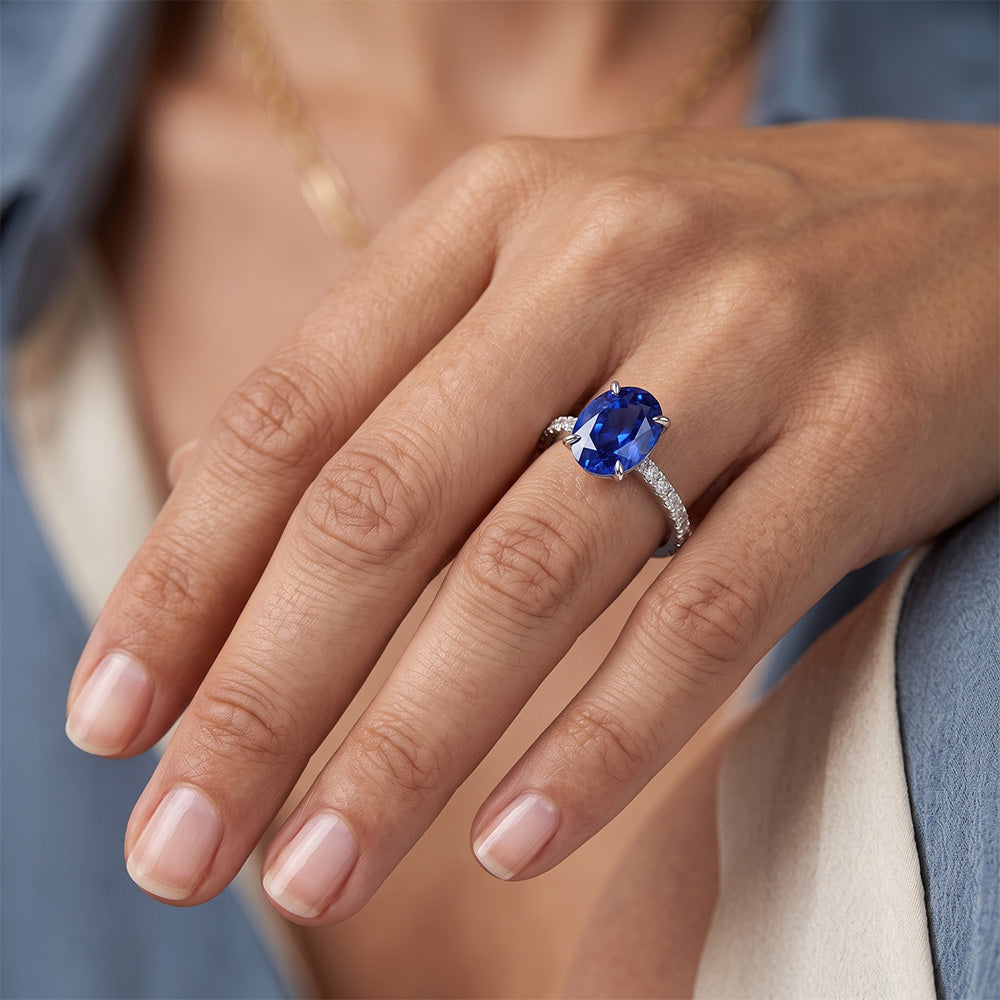 Saphirring mit Natürlicher Diamant ( nicht im Labor gezüchtet )en