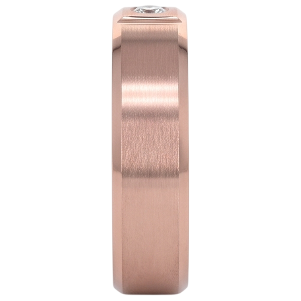 Satin-Finish Echt Aus der Erde Abgebauter Natürlicher Diamant Herrenring 0,25 Karat Roségold 14K