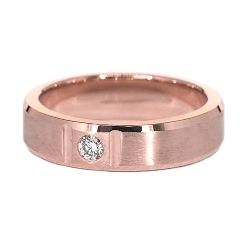 Satin-Finish Echt Diamant Herrenring 0,25 Karat Roségold 14K
