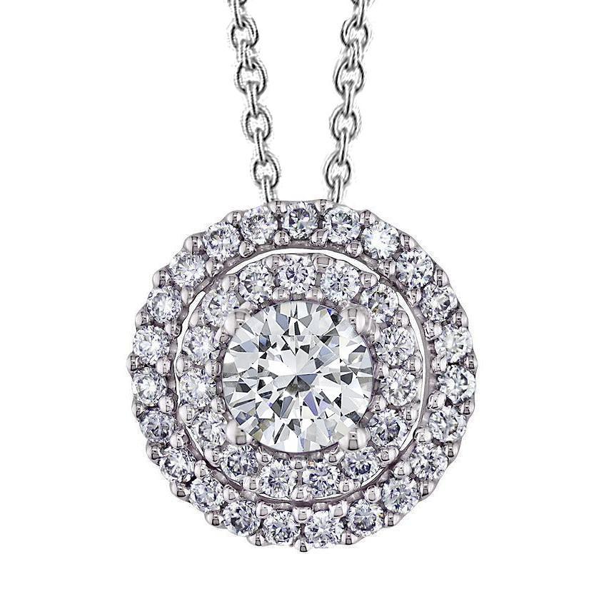 Schöner Double Halo Natürliche Diamant Slide Anhänger 5,60 Karat Goldschmuck