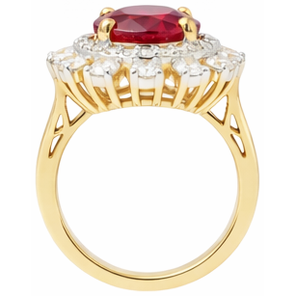 echter oval rubin 7Karat ring mit Diamantbesatz