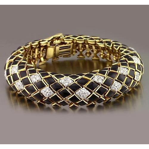 Schwarz Gelbgold Echt Diamant Herrenarmband 4,80 Karat Schmuck Neu