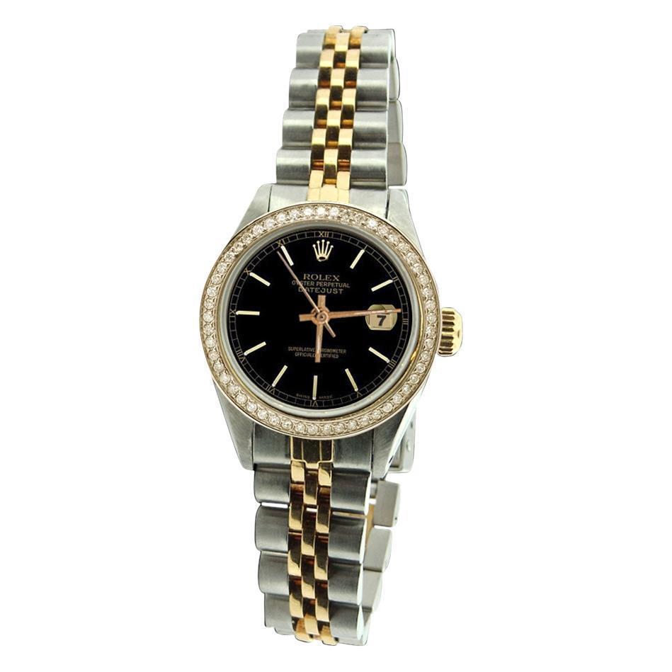Damen Armbanduhr Rolex Damen Datejust Schwarzes Zifferblatt Rolex