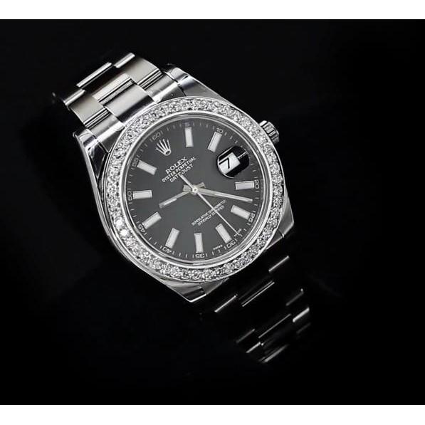 Schwarzes Zifferblatt Diamanten Rolex