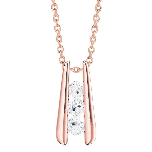 Schwebende Halskette aus Roségold mit Echt Diamanten