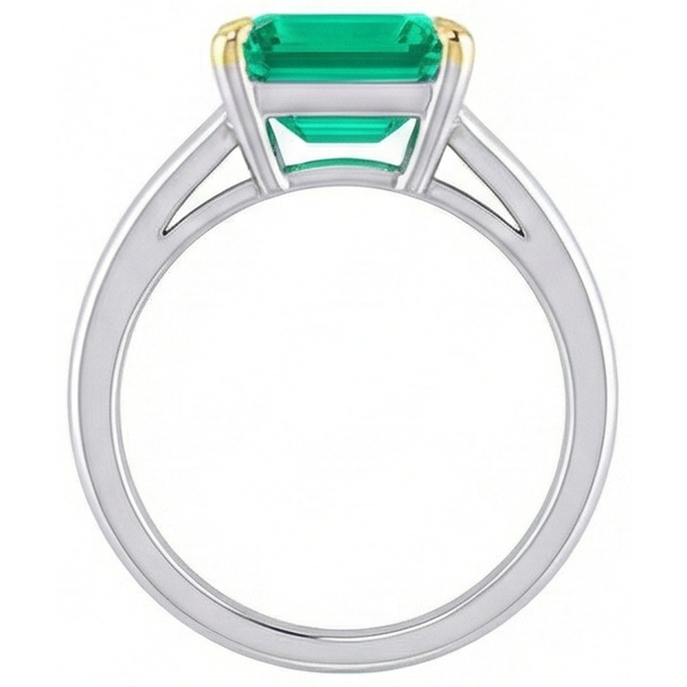 Asscher-Schliff Smaragd Ring in 14 Karat Zweifarbig Gold – Draufsicht
