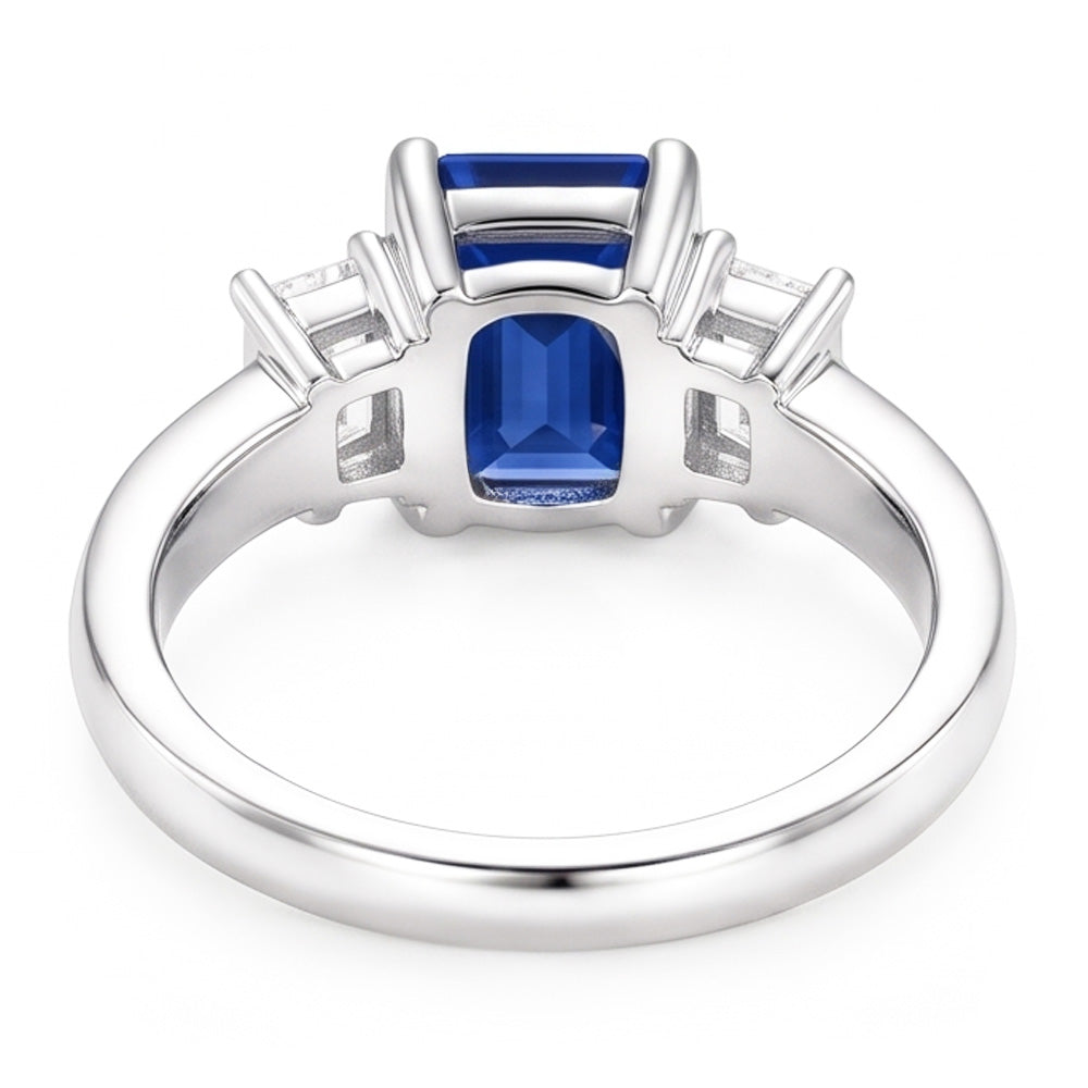 Smaragd 3 Stein Blauer Saphir Ehering 2,50 Karat Goldschmuck
