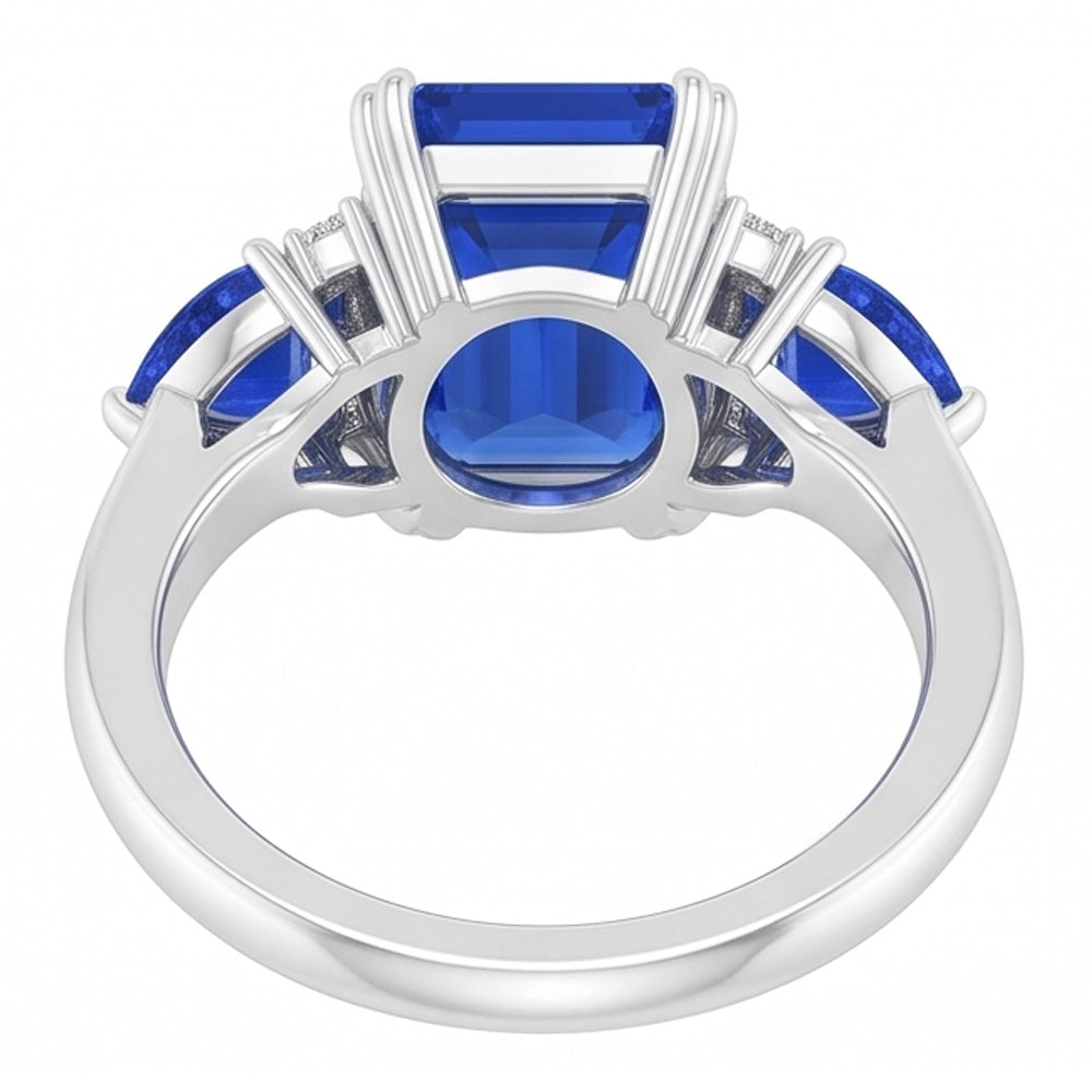 Smaragd-Drei-Steine-Ring mit natürlichem blauem Saphir und Natürlicher Diamant ( nicht im Labor gezüchtet )en 3 Karat