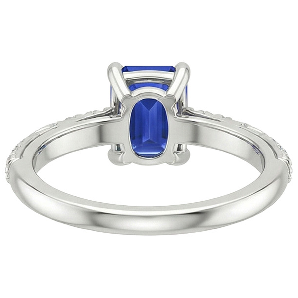 Smaragd-Edelstein mit Akzenten Ring Blauer Saphir & Aus der Erde Abgebauter Natürlicher Diamant 3,50 Karat