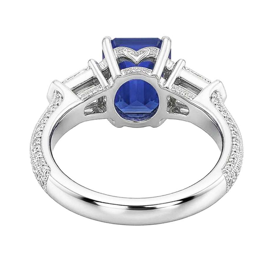 Smaragd Natürlicher Diamant ( nicht im Labor gezüchtet ) Ring Vintage Style Saphir Baguette Seiten 3,50 Karat