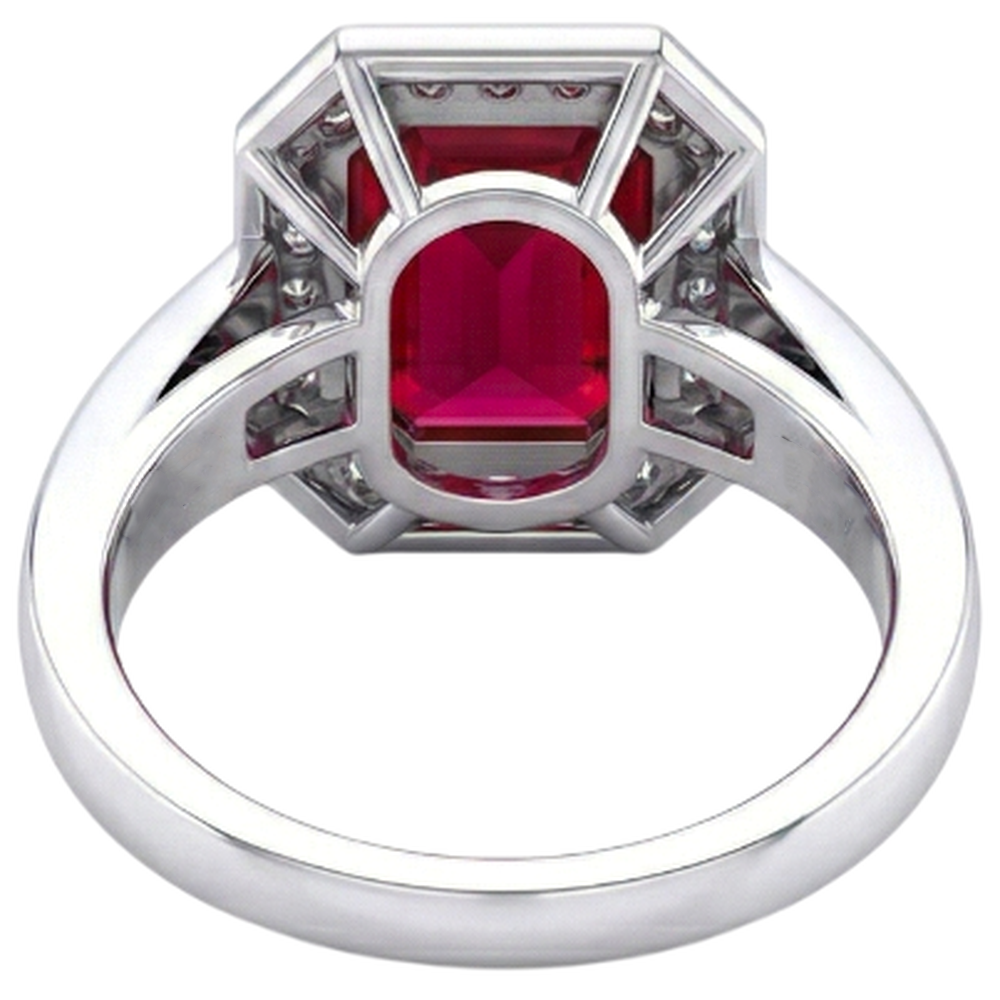Smaragd-Rubin-Aus der Erde Abgebauter Natürlicher Diamant-Ring 11 Karat Weißgold 14K Krappenset Schmuck
