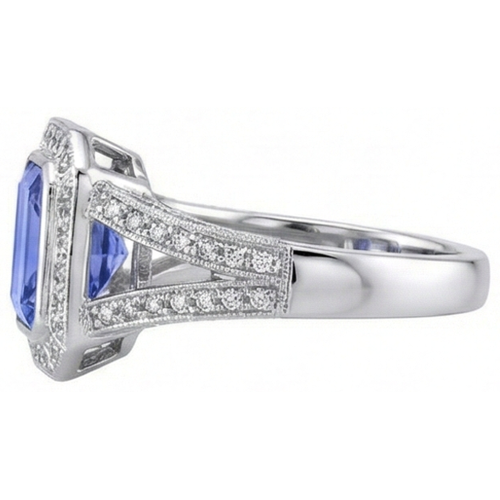 Smaragd Tansanit Aus der Erde Abgebauter Natürlicher Diamanten 5,36 Karat Fancy Ring Neu
