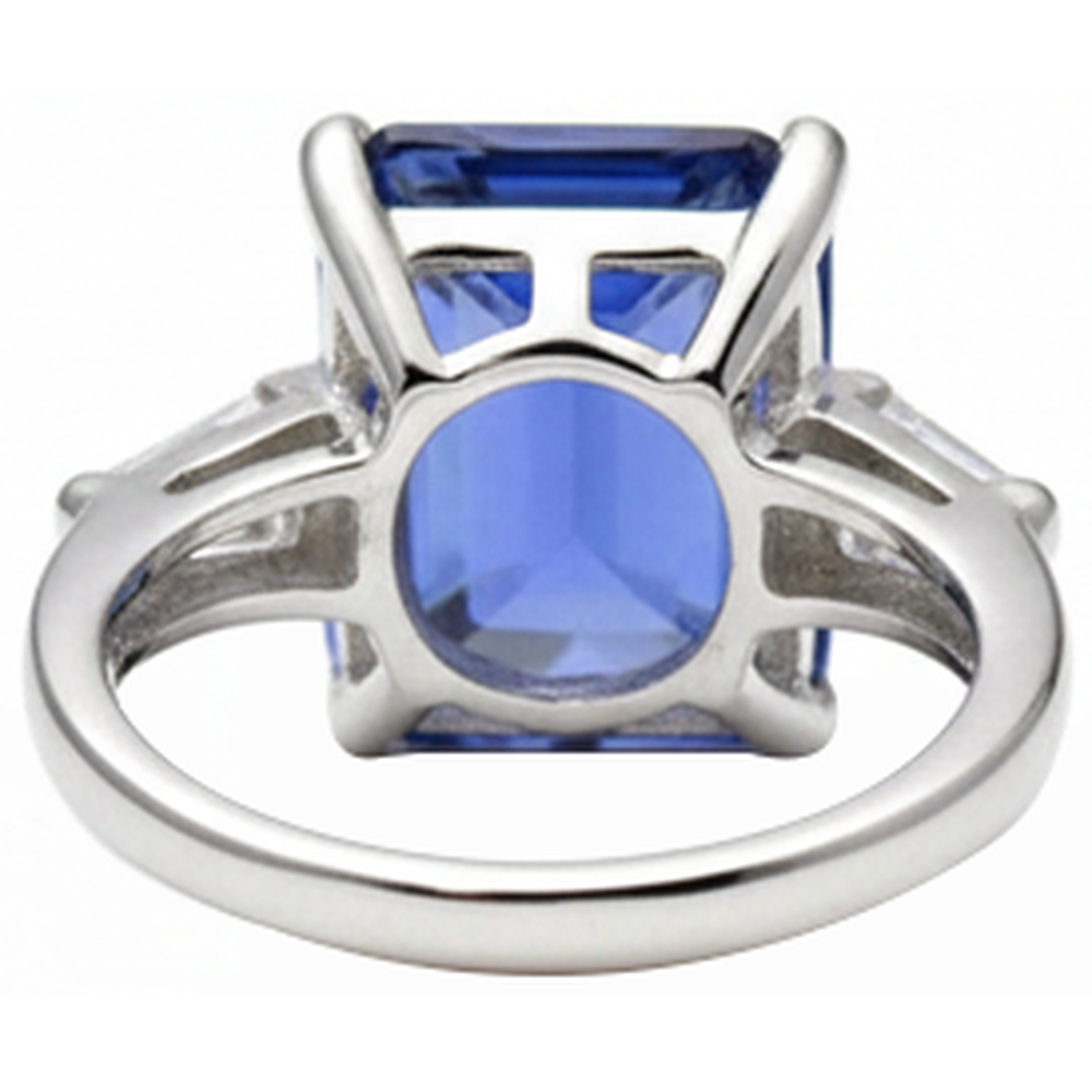 Smaragd Tansanit & Baguette Aus der Erde Abgebauter Natürlicher Diamantring 12.12 Karat Weißgold 14K
