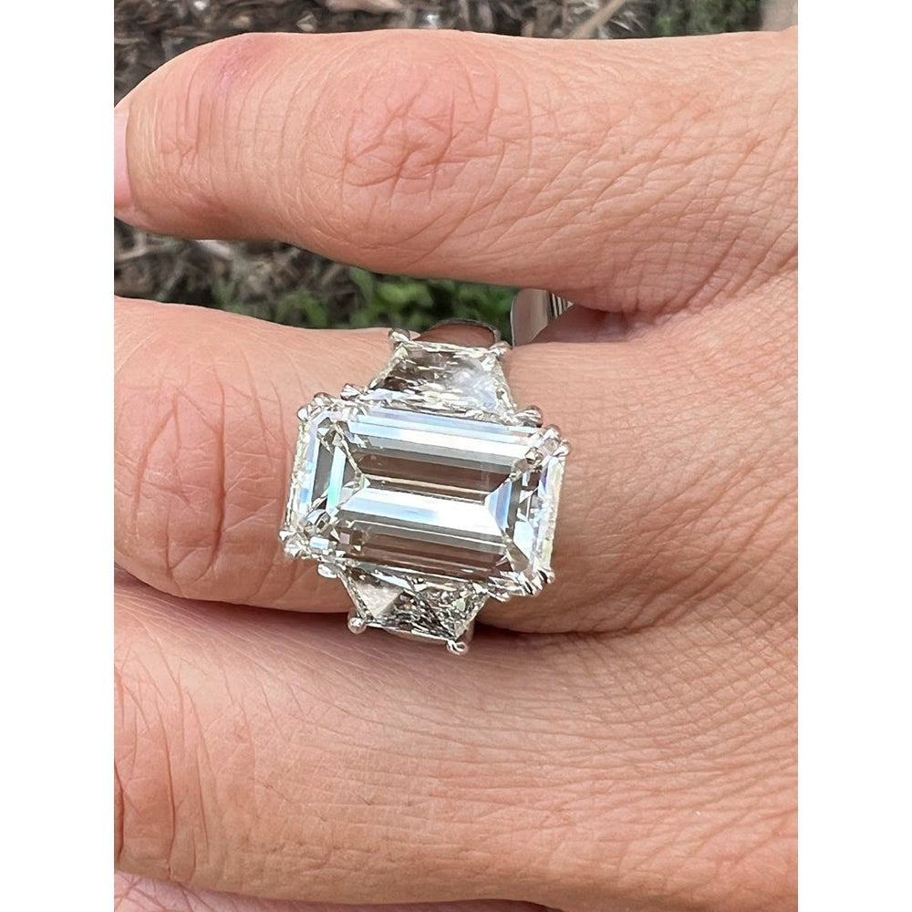 Smaragd-Trapezring mit großem Echt Aus der Erde Abgebauter Natürlicher Diamanten