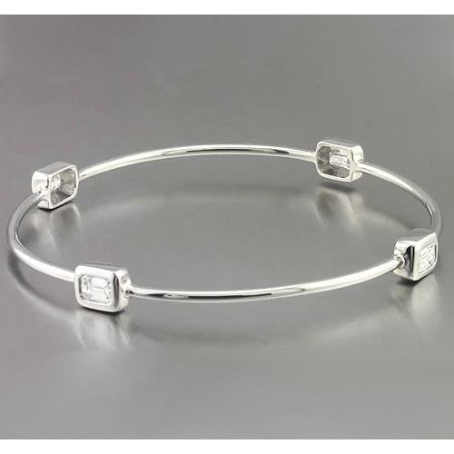 Smaragdschliff Echt Diamant-Armreif 2 Karat Schmuck