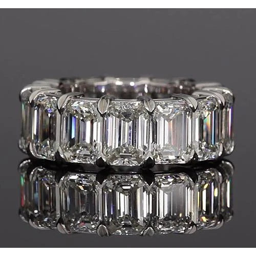 Smaragdschliff Echt Diamant Eternity Band 11,20 Karat Weißgold Schmuck