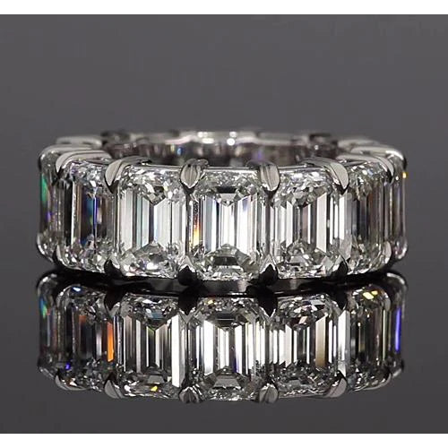 Smaragdschliff Echt Diamant Eternity Band 11,20 Karat Weißgold Schmuck