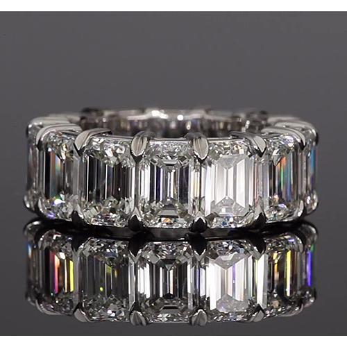 Smaragdschliff Echt Diamant Eternity Band 11,20 Karat Weißgold Schmuck