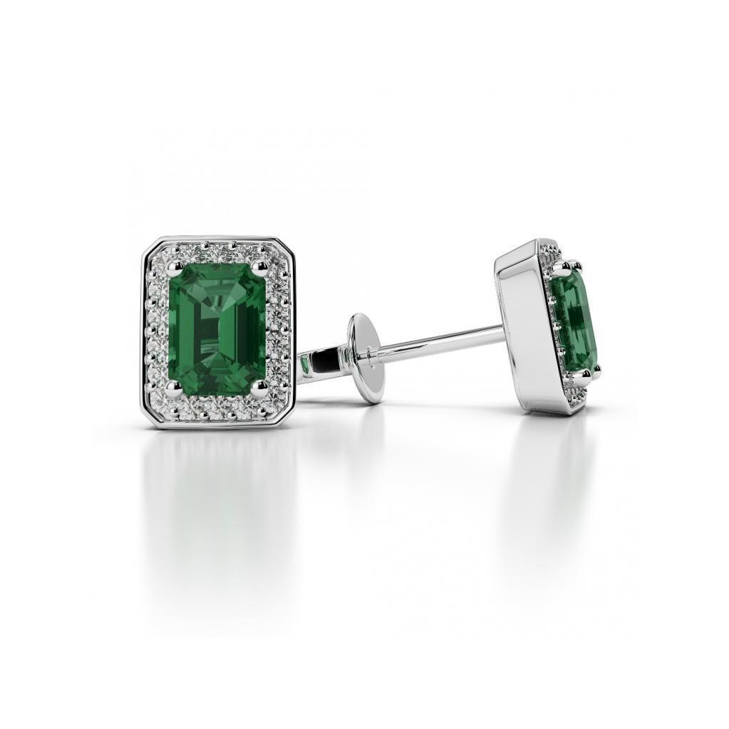 Smaragdschliff Grün Smaragd Mit Diamanten 5 Karat Ohrstecker Halo Ohrringe Weißgold