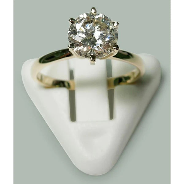 Solitaire 1,50 Karat Runder Echt Aus der Erde Abgebauter Natürlicher Diamantring Gelbgold 14K