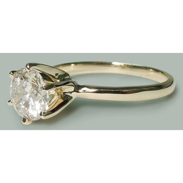 Solitaire 1,50 Karat Runder Echt Diamantring Gelbgold 14K