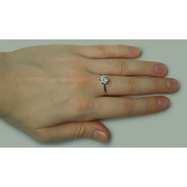 Solitaire 1,50 Karat Runder Echt Diamantring Gelbgold 14K