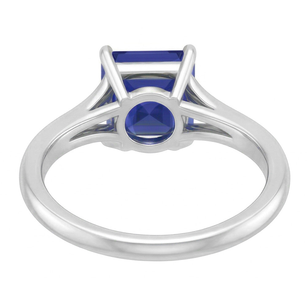 Solitaire Asscher Cut Ring Prong Split Shank Blauer Saphir 1,50 Karat