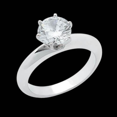 Solitaire Damen Runder Echt Aus der Erde Abgebauter Natürlicher Diamantring 3 cts. Weißes Gold