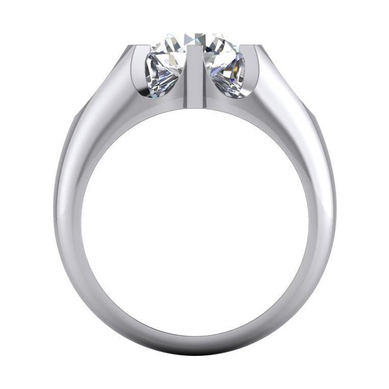 Solitaire Echt Diamant Herrenring Groß 3.01 Karat Weißgold