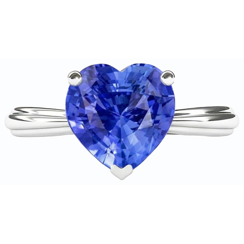 Solitaire Hellblauer Saphir-Herzring 2,50 Karat Krappen-Set Schmuck