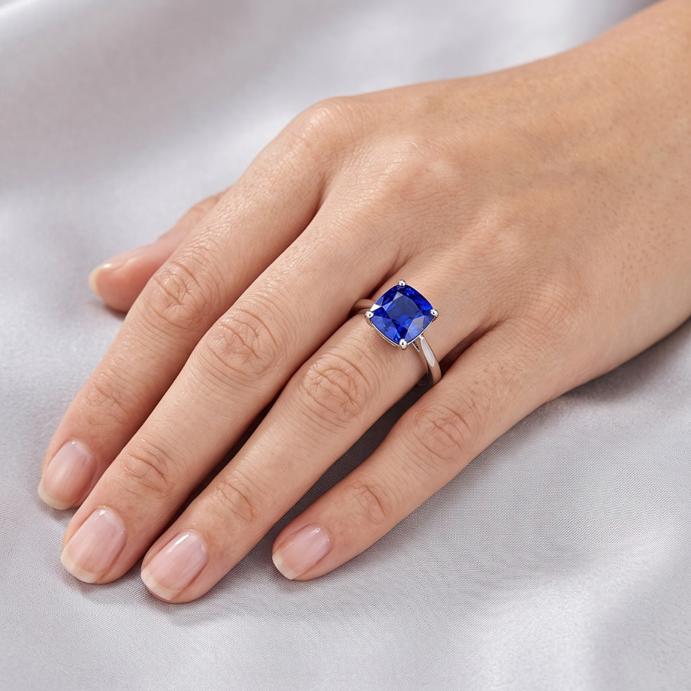 Solitaire Natural Blue Saphir Ring 1,50 Karat Damen Schmuck Gold
