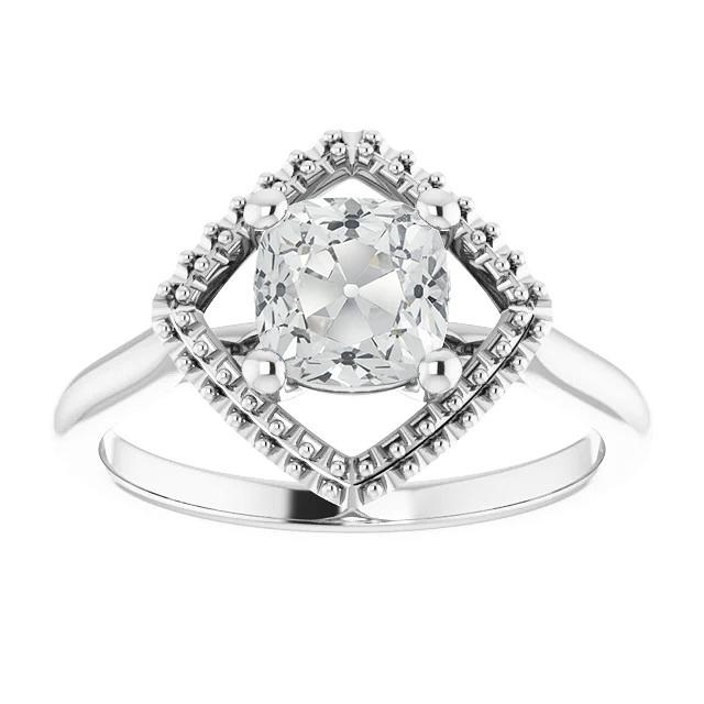 Solitaire Old Cut Kissen Echt Diamantring Kite Style Schmuck 5 Karat
