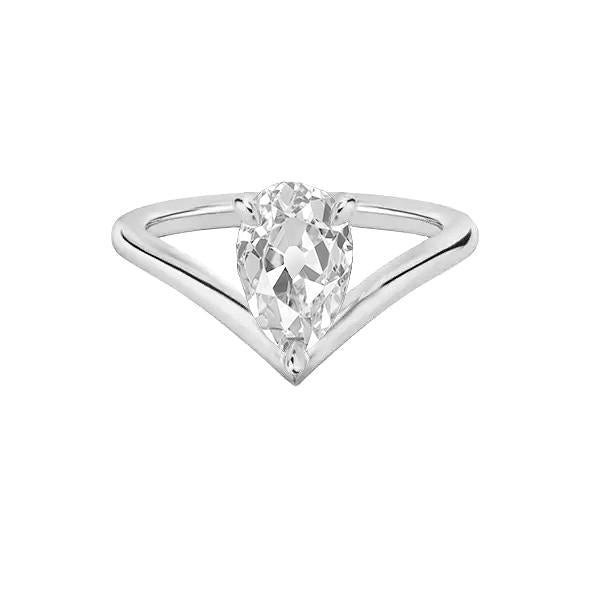 Solitaire Ring Enhancer Old Cut Echt Birnendiamant 1.50 Karat 14K Gold