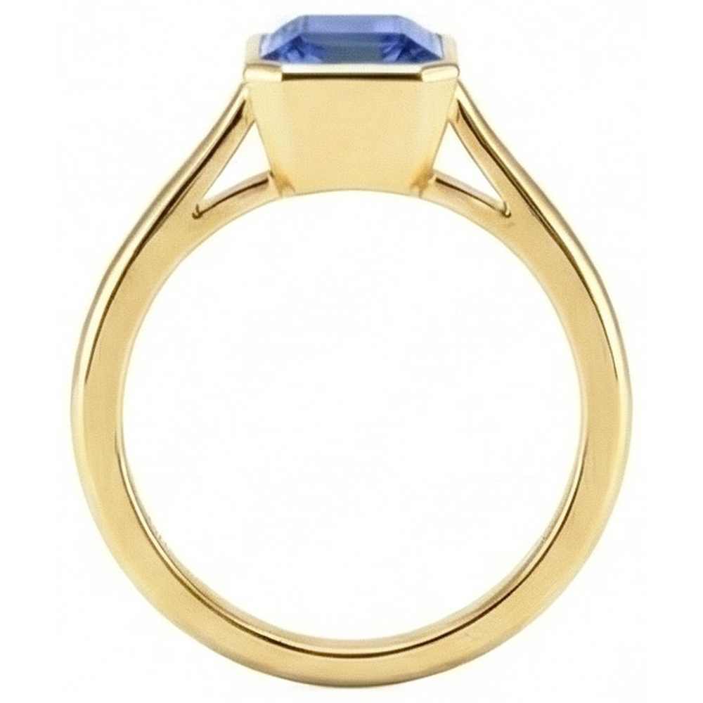 Solitaire Ring Lünette Set Smaragd Sri Lanka Saphir 3 Karat