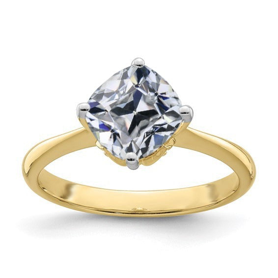 Solitaire Ringkissen Alter Minenschliff Echt Diamant 5 Karat Zweifarbiges Gold