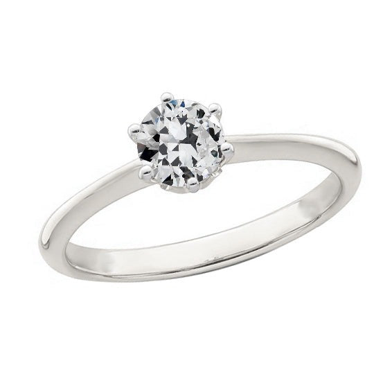 Solitaire Runder Echt Altschliff Diamantring Krappenset Weißgold 1.50 Karat